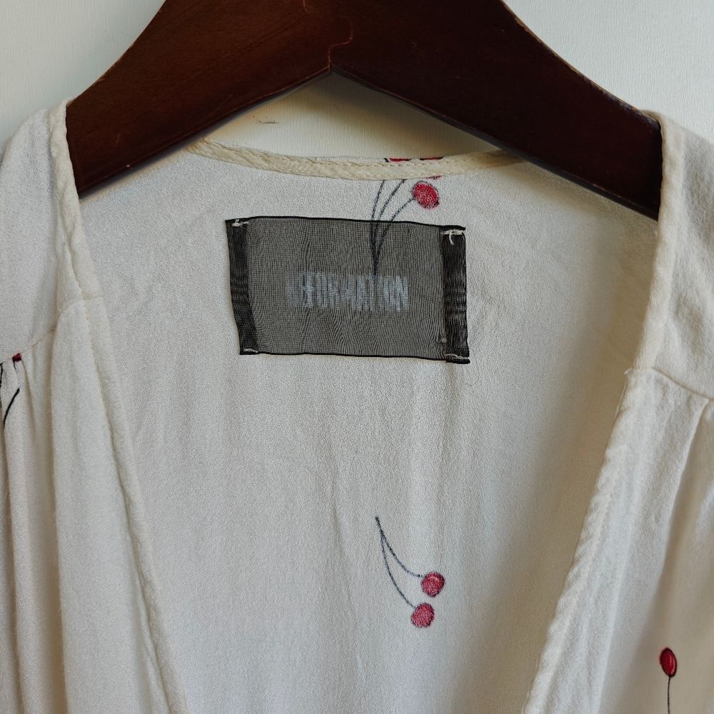 Reformation Raquel Tart Cherry Wrap Dress Size XS Ivory Cream Red - Picture 8 of 14